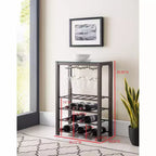 Tablette de Rangement Autoportante pour Bouteilles de Vin, Contient 20 Bouteilles avec Porte-Verres (Étain)