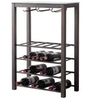 Tablette de Rangement Autoportante pour Bouteilles de Vin, Contient 20 Bouteilles avec Porte-Verres (Étain)