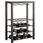 Tablette de Rangement Autoportante pour Bouteilles de Vin, Contient 20 Bouteilles avec Porte-Verres (Étain)