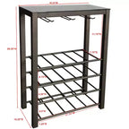 Tablette de Rangement Autoportante pour Bouteilles de Vin, Contient 20 Bouteilles avec Porte-Verres (Étain)