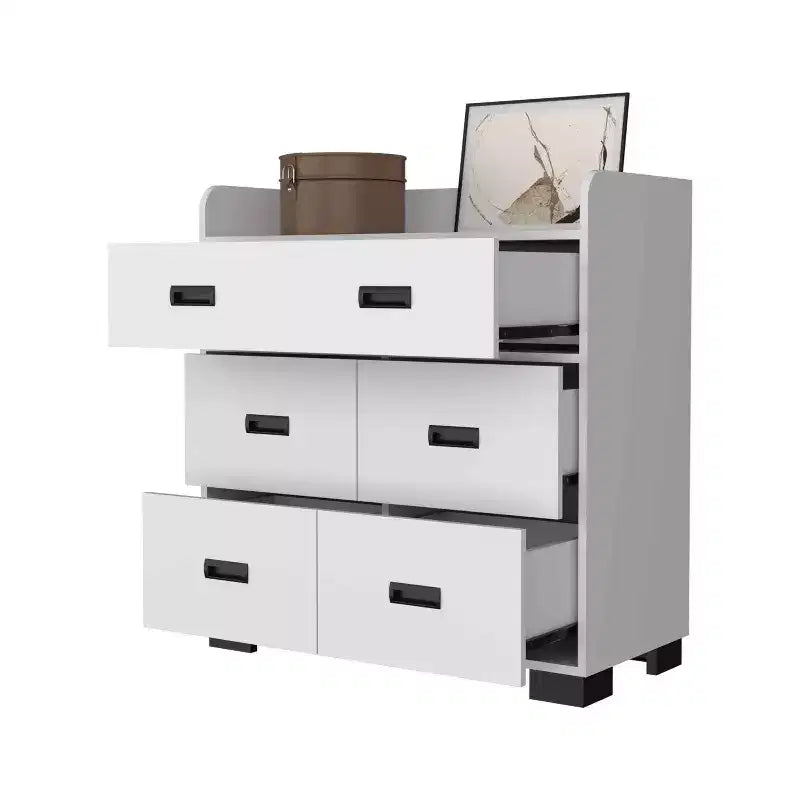 Commode de chambre avec double tiroir et 4 tiroirs simples, Armoire de rangement en bois avec tiroirs, Organisateur pour salon et couloir