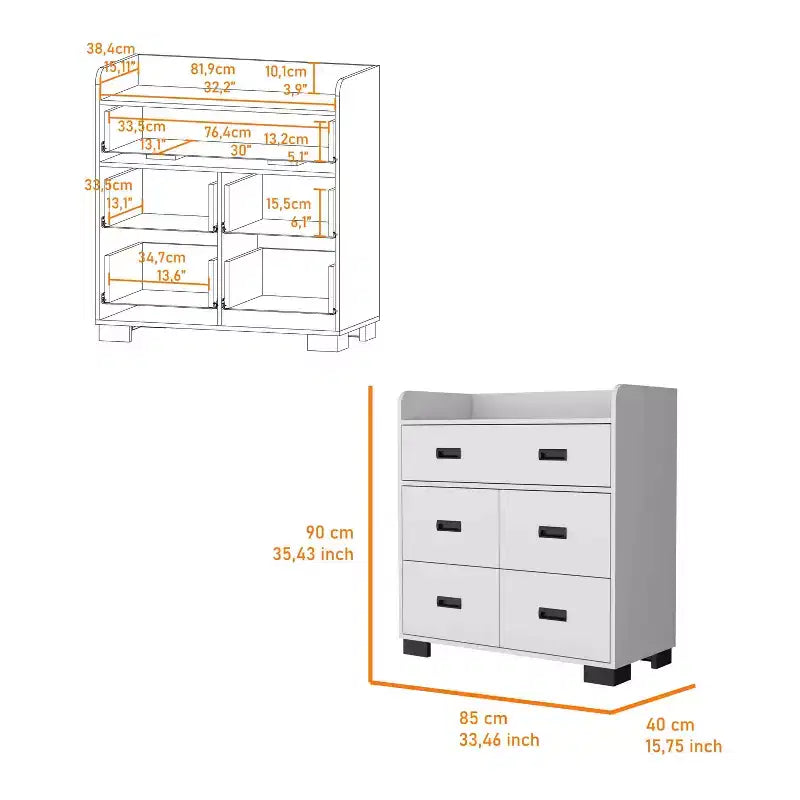 Commode de chambre avec double tiroir et 4 tiroirs simples, Armoire de rangement en bois avec tiroirs, Organisateur pour salon et couloir