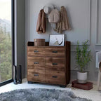 Commode de chambre avec double tiroir et 4 tiroirs simples, Armoire de rangement en bois avec tiroirs, Organisateur pour salon et couloir