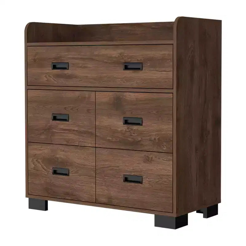 Commode de chambre avec double tiroir et 4 tiroirs simples, Armoire de rangement en bois avec tiroirs, Organisateur pour salon et couloir