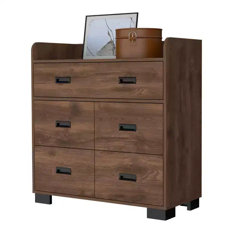 Commode de chambre avec double tiroir et 4 tiroirs simples, Armoire de rangement en bois avec tiroirs, Organisateur pour salon et couloir