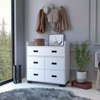 Commode de chambre avec double tiroir et 4 tiroirs simples, Armoire de rangement en bois avec tiroirs, Organisateur pour salon et couloir