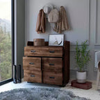 Commode de chambre avec double tiroir et 4 tiroirs simples, Armoire de rangement en bois avec tiroirs, Organisateur pour salon et couloir