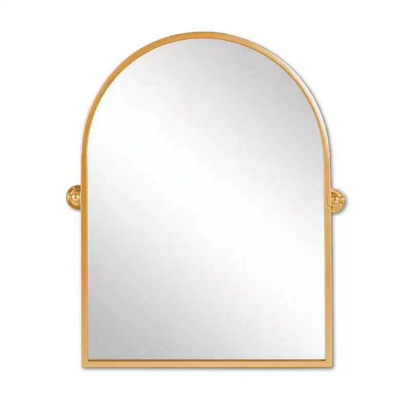 Miroir d'appoint mural arqué à angle droit, cadre en métal doré, 36 x 24 x 2