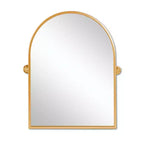 Miroir d'appoint mural arqué à angle droit, cadre en métal doré, 36 x 24 x 2
