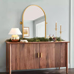 Miroir d'appoint mural arqué à angle droit, cadre en métal doré, 36 x 24 x 2