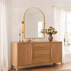 Miroir d'appoint mural arqué à angle droit, cadre en métal doré, 36 x 24 x 2