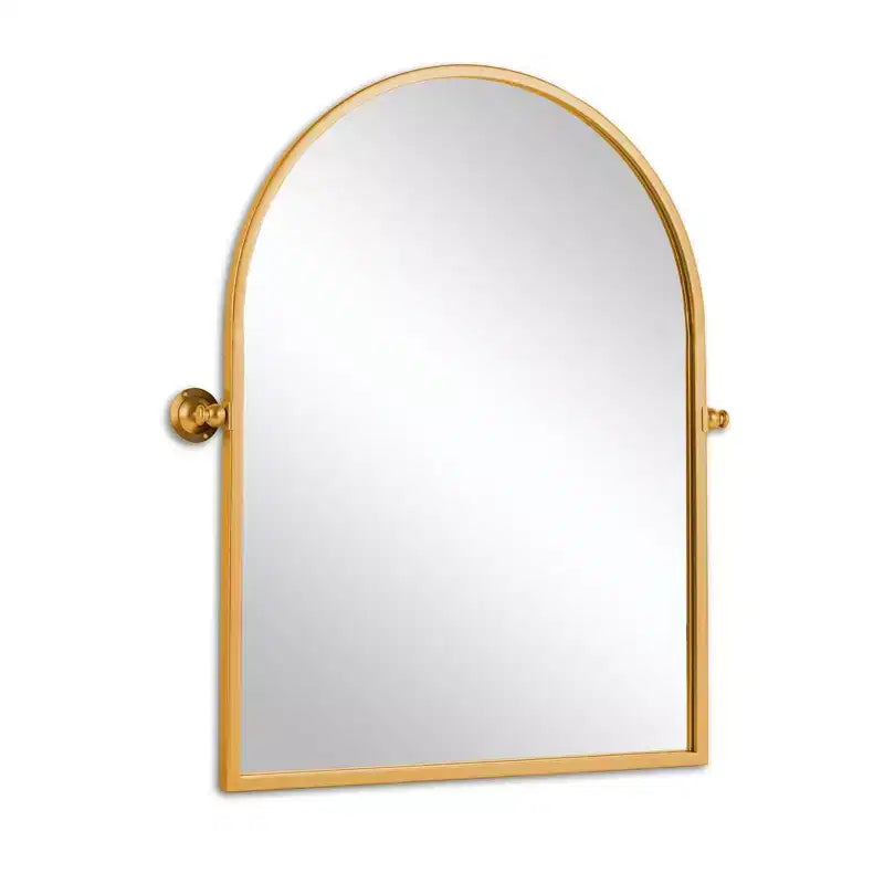 Miroir d'appoint mural arqué à angle droit, cadre en métal doré, 36 x 24 x 2