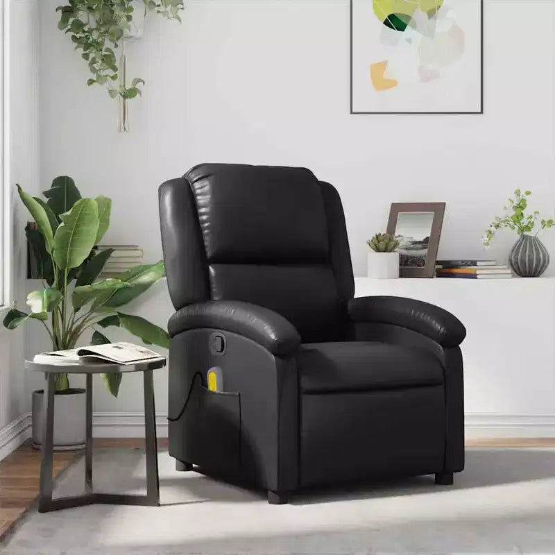 Fauteuil de massage inclinable noir - Dossier et repose-pieds réglables pour une relaxation optimale