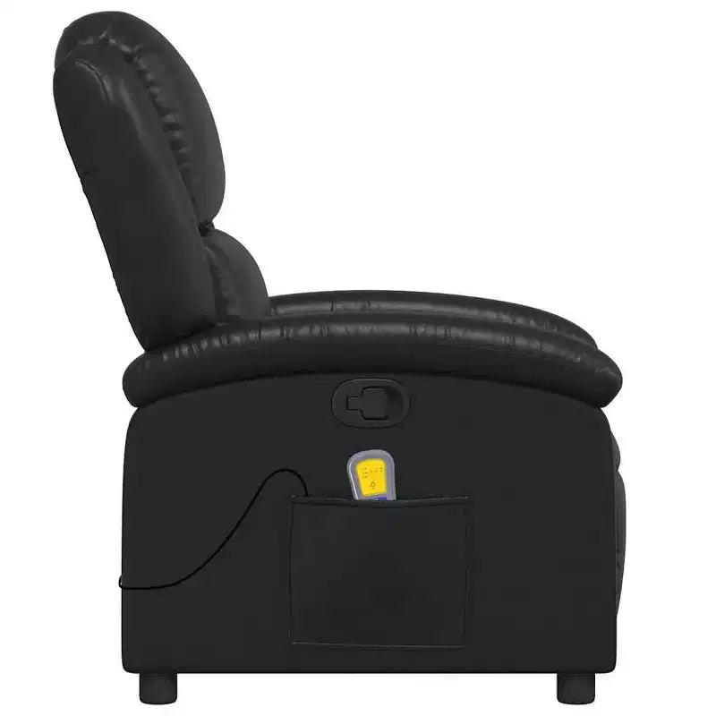 Fauteuil de massage inclinable noir - Dossier et repose-pieds réglables pour une relaxation optimale