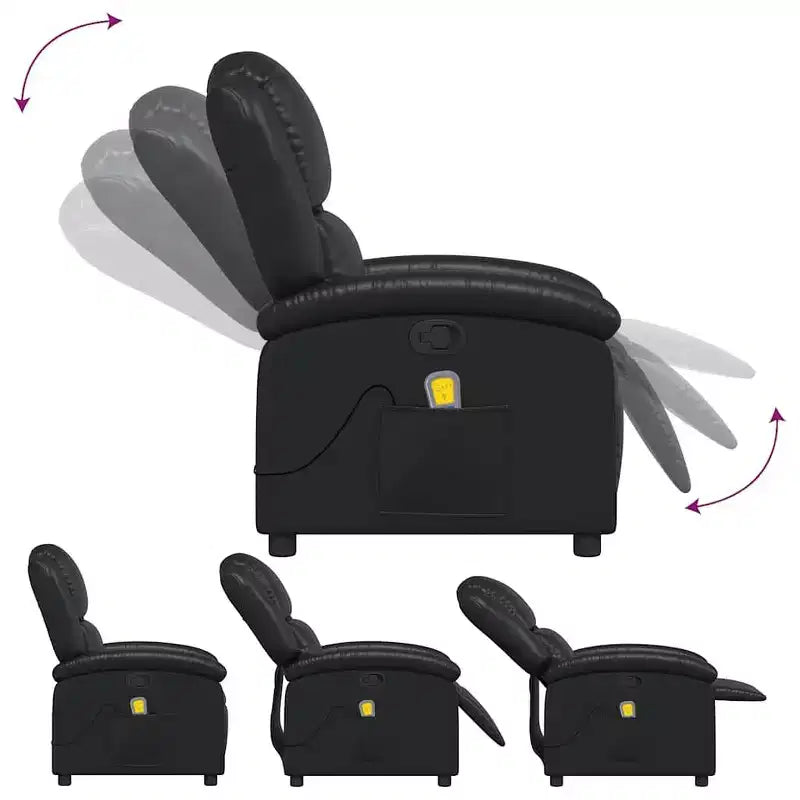 Fauteuil de massage inclinable noir - Dossier et repose-pieds réglables pour une relaxation optimale