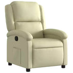 vidaXL Recliner Chair Wingback Reclining Sofa Seating Furniture Real Leather - Cream Manual Push Back No Massage