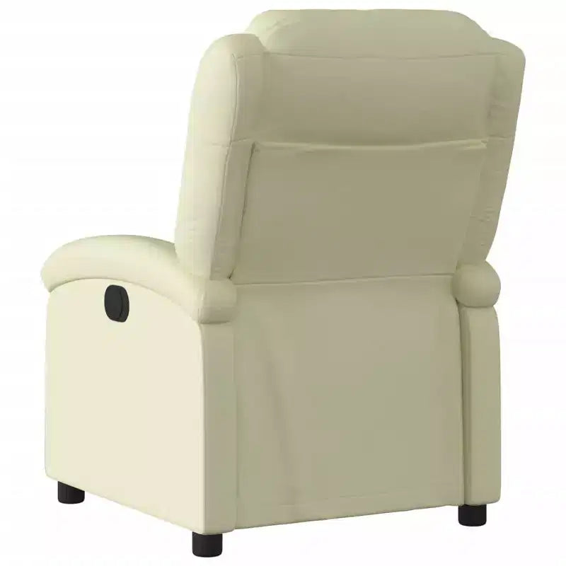 Fauteuil inclinable à oreilles, canapé-lit inclinable, mobilier d'assise en cuir véritable – crème, manuel, à pousser, sans massage