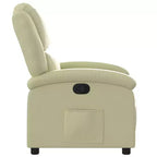 Fauteuil inclinable à oreilles, canapé-lit inclinable, mobilier d'assise en cuir véritable – crème, manuel, à pousser, sans massage