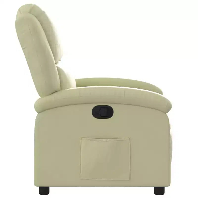 Fauteuil inclinable à oreilles, canapé-lit inclinable, mobilier d'assise en cuir véritable – crème, manuel, à pousser, sans massage