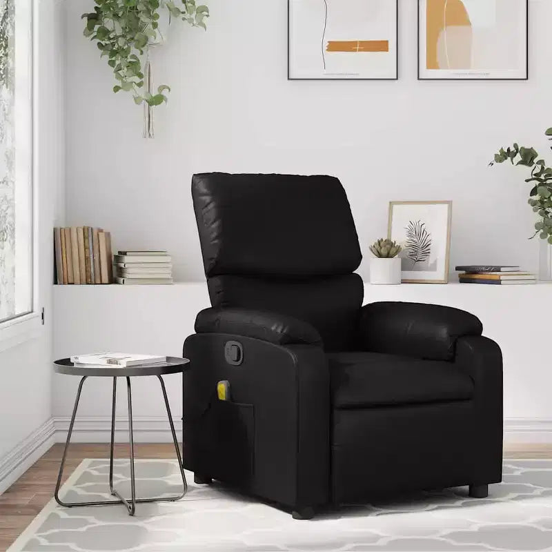 Fauteuil Inclinable de Massage Simili Cuir Noir, Métal, Contreplaqué, Individuel