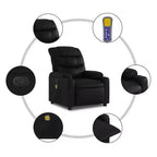 Fauteuil Inclinable de Massage Simili Cuir Noir, Métal, Contreplaqué, Individuel
