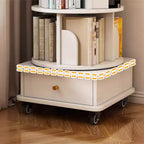 Bibliothèque rotative à 360° à 6 niveaux avec roulettes et tiroir, bibliothèque peu encombrante pour chambre et bureau à domicile