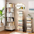Bibliothèque rotative à 360° à 6 niveaux avec roulettes et tiroir, bibliothèque peu encombrante pour chambre et bureau à domicile
