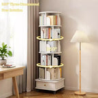 Bibliothèque rotative à 360° à 6 niveaux avec roulettes et tiroir, bibliothèque peu encombrante pour chambre et bureau à domicile