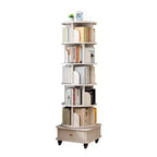 Bibliothèque rotative à 360° à 6 niveaux avec roulettes et tiroir, bibliothèque peu encombrante pour chambre et bureau à domicile