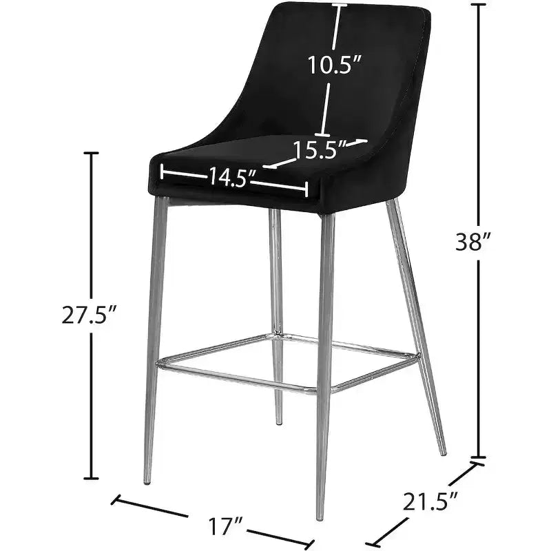 Tabouret en velours noir, lot de 2