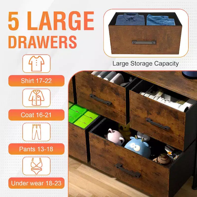 Commode en tissu 5/8/9 tiroirs, Grand meuble de rangement pour chambre à coucher, salon