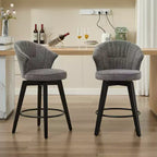 2 Tabourets de bar pivotants Wingback 25 avec revêtement en chenille, pieds en bois et hauteur réglable
