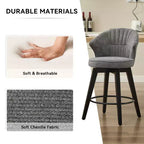 2 Tabourets de bar pivotants Wingback 25 avec revêtement en chenille, pieds en bois et hauteur réglable