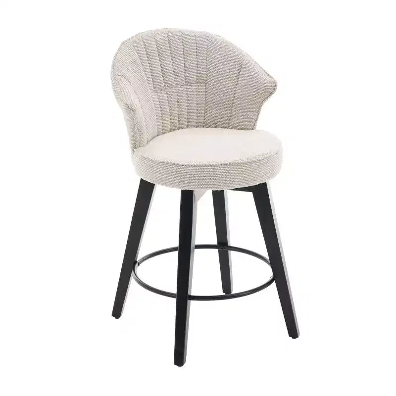 2 Tabourets de bar pivotants Wingback 25 avec revêtement en chenille, pieds en bois et hauteur réglable