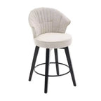 2 Tabourets de bar pivotants Wingback 25 avec revêtement en chenille, pieds en bois et hauteur réglable