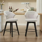 2 Tabourets de bar pivotants Wingback 25 avec revêtement en chenille, pieds en bois et hauteur réglable