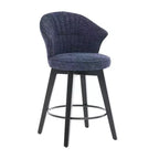 2 Tabourets de bar pivotants Wingback 25 avec revêtement en chenille, pieds en bois et hauteur réglable