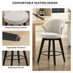 2 Tabourets de bar pivotants Wingback 25 avec revêtement en chenille, pieds en bois et hauteur réglable