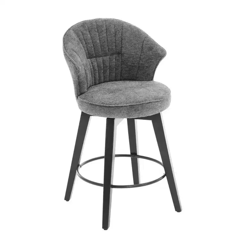 2 Tabourets de bar pivotants Wingback 25 avec revêtement en chenille, pieds en bois et hauteur réglable