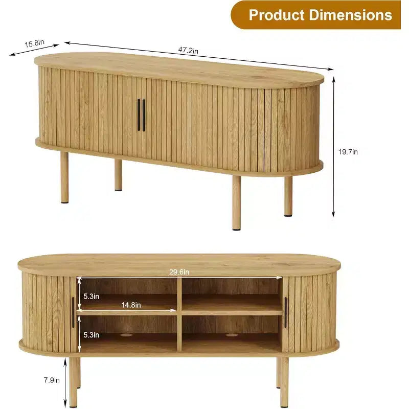 Meuble TV de 120 cm, Meuble TV moderne avec portes coulissantes et rangements, pour Salon, Chambre