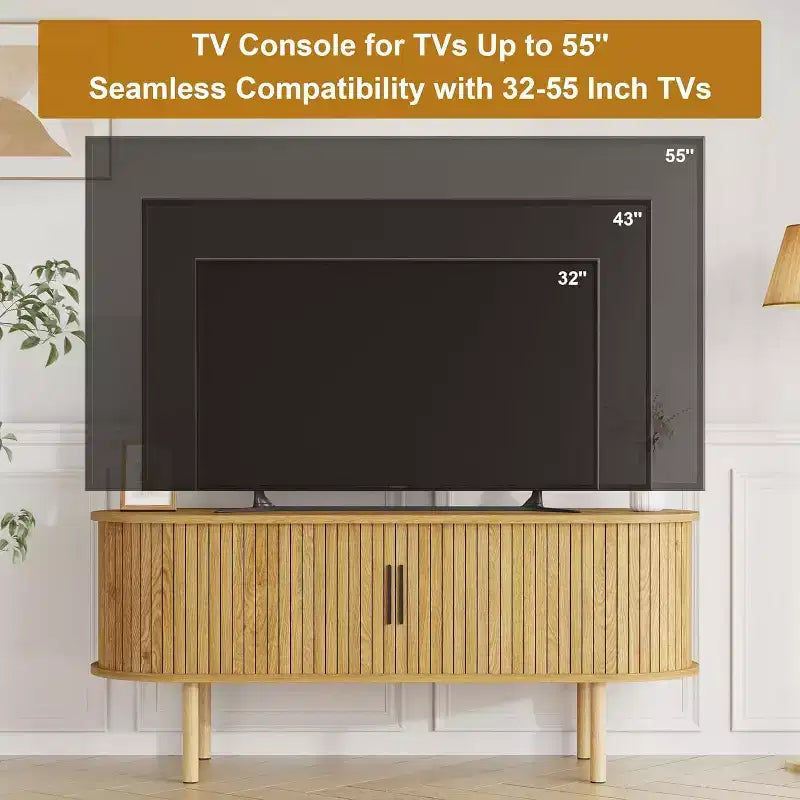 Meuble TV de 120 cm, Meuble TV moderne avec portes coulissantes et rangements, pour Salon, Chambre