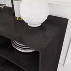 Meuble TV et buffet de rangement Mid-Century Modern de 47 po avec porte coulissante à lattes et pieds en bois massif