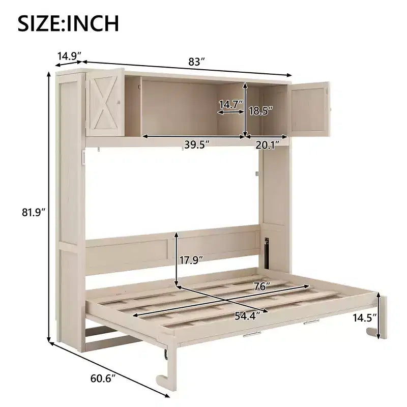 Lit escamotable grand format avec armoires de rangement
