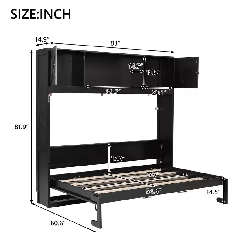Lit escamotable grand format avec armoires de rangement