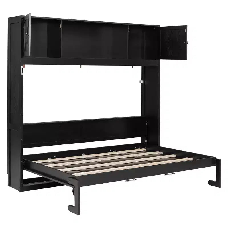 Lit escamotable grand format avec armoires de rangement