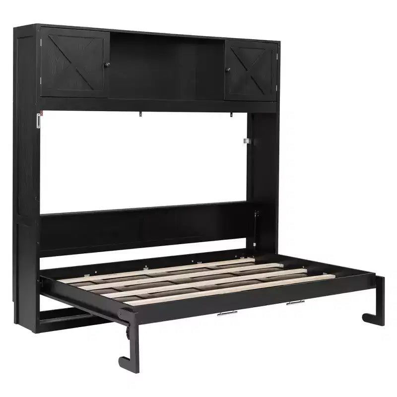 Lit escamotable grand format avec armoires de rangement