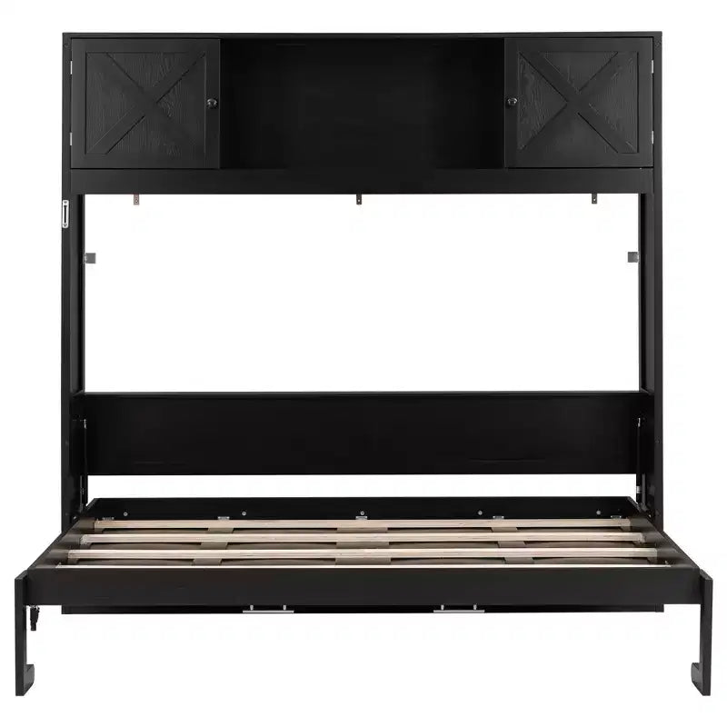 Lit escamotable grand format avec armoires de rangement