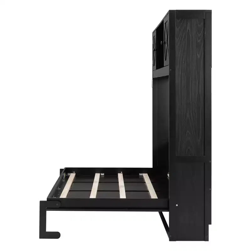 Lit escamotable grand format avec armoires de rangement