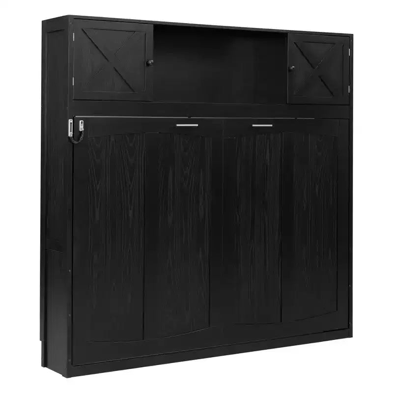 Lit escamotable grand format avec armoires de rangement