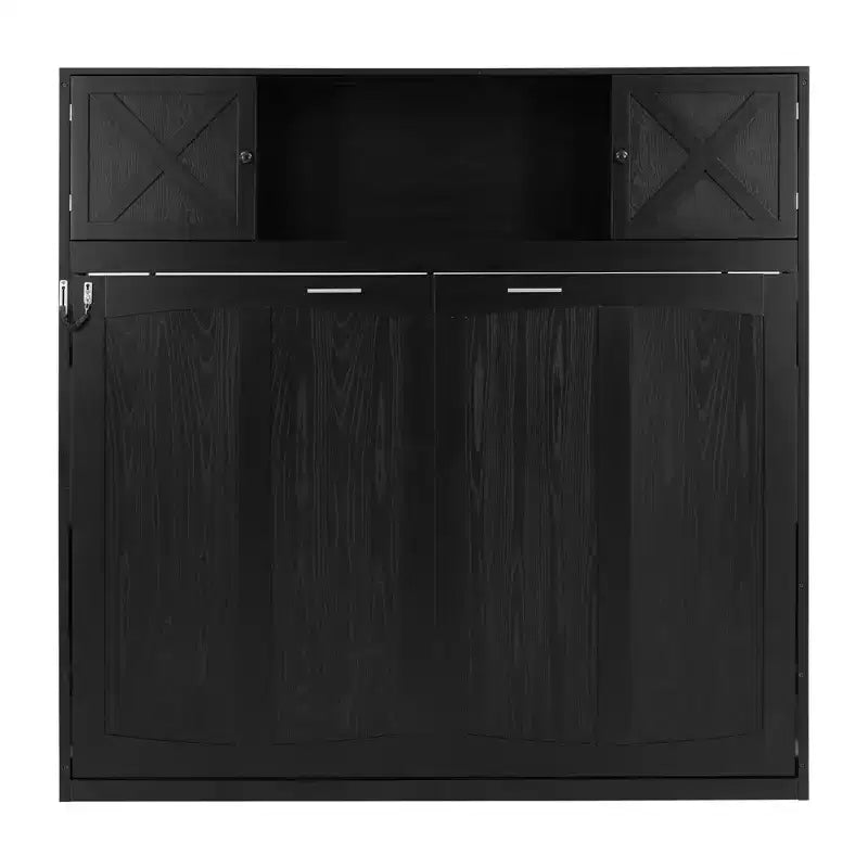 Lit escamotable grand format avec armoires de rangement